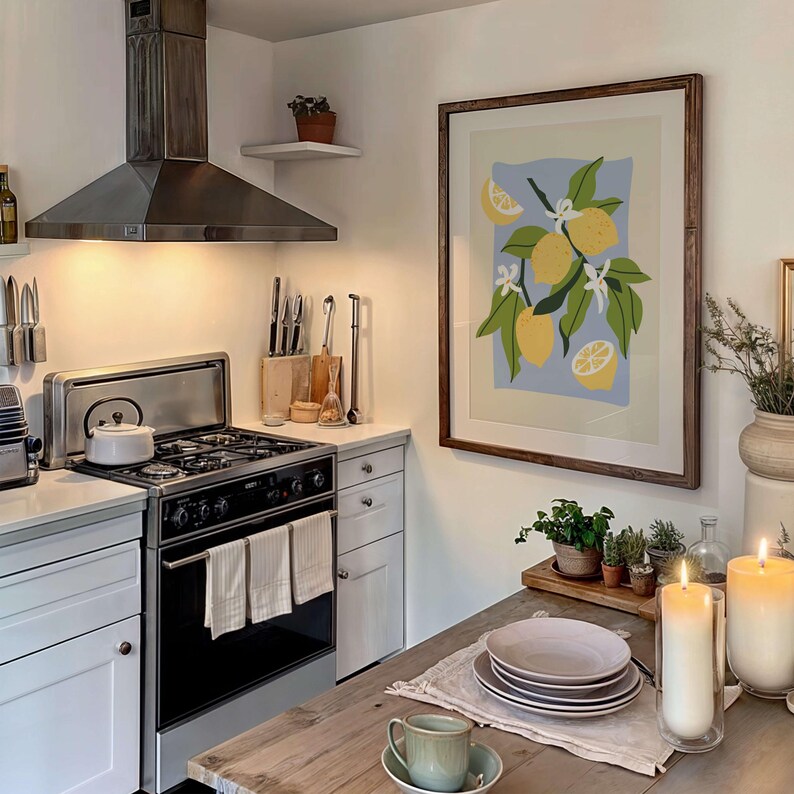 Lemon Kitchen Print, Fruits Kitchen Poster, Colorful Kitchen Wall Art