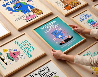 Impressões motivacionais para a sala de aula: pacote com 30 peças para decoração de professores (download digital)