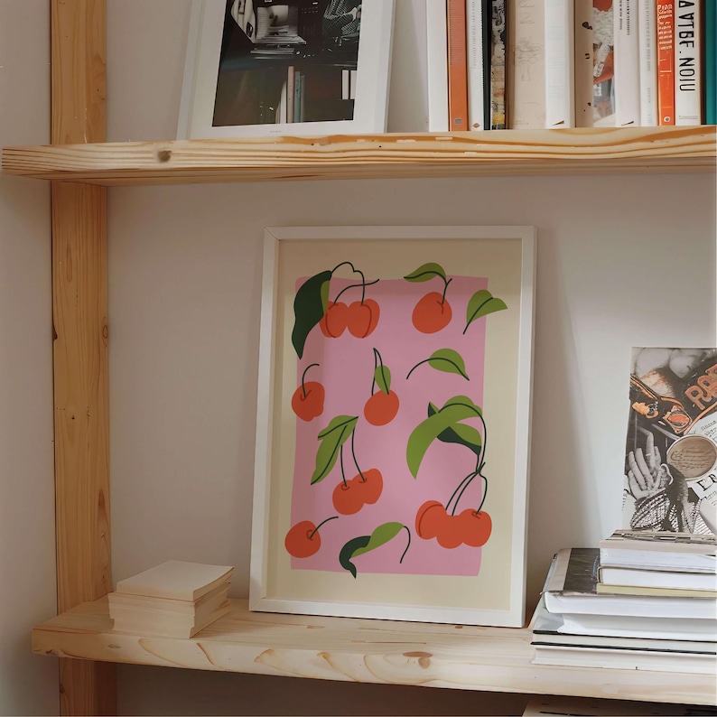 Cherries Kitchen Print, Fruits Kitchen Poster, Colorful Kitchen Wall