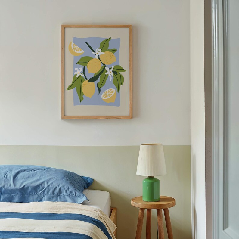 Lemon Kitchen Print, Fruits Kitchen Poster, Colorful Kitchen Wall Art