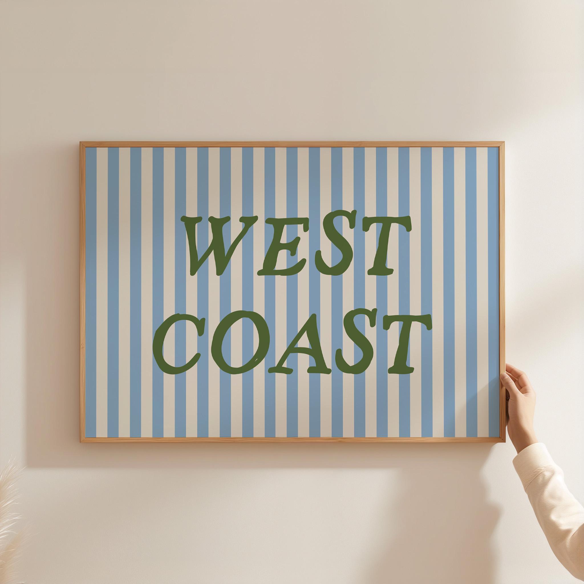 West Coast Striped Print, Above the Bed Art, Trendy Beach Print, Coastal Beach House Poster, Beachy Wall Art, Coastal Granddaughter Print
