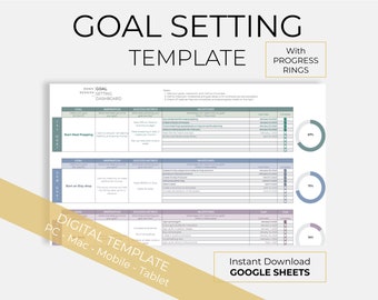 Simple Goal Setting Spreadsheet | Digital Goal Planner | Goal Progress Tracker | New Year's Resolution - Google Sheets Spreadsheet