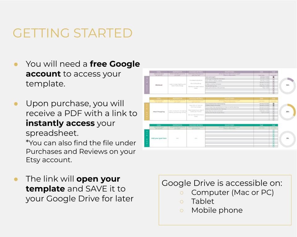 Simple Goal Setting Spreadsheet | Digital Goal Planner | Goal Progress ...