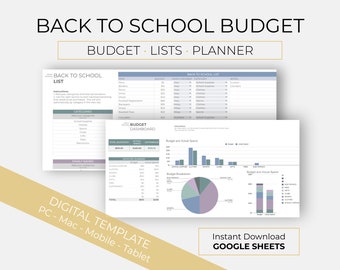 Back to School Budget Planner | Google Sheets, Family Shopping List (Digital Download)