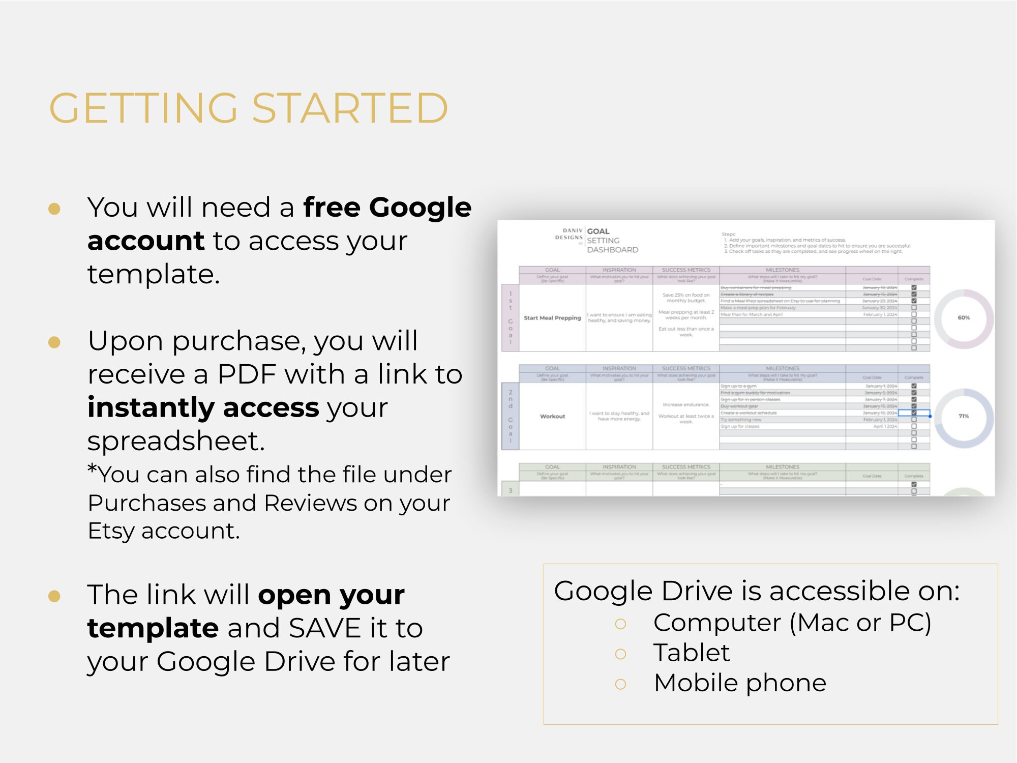 Digital Goal Setting Planner | Goal Planning Spreadsheet | Goal ...