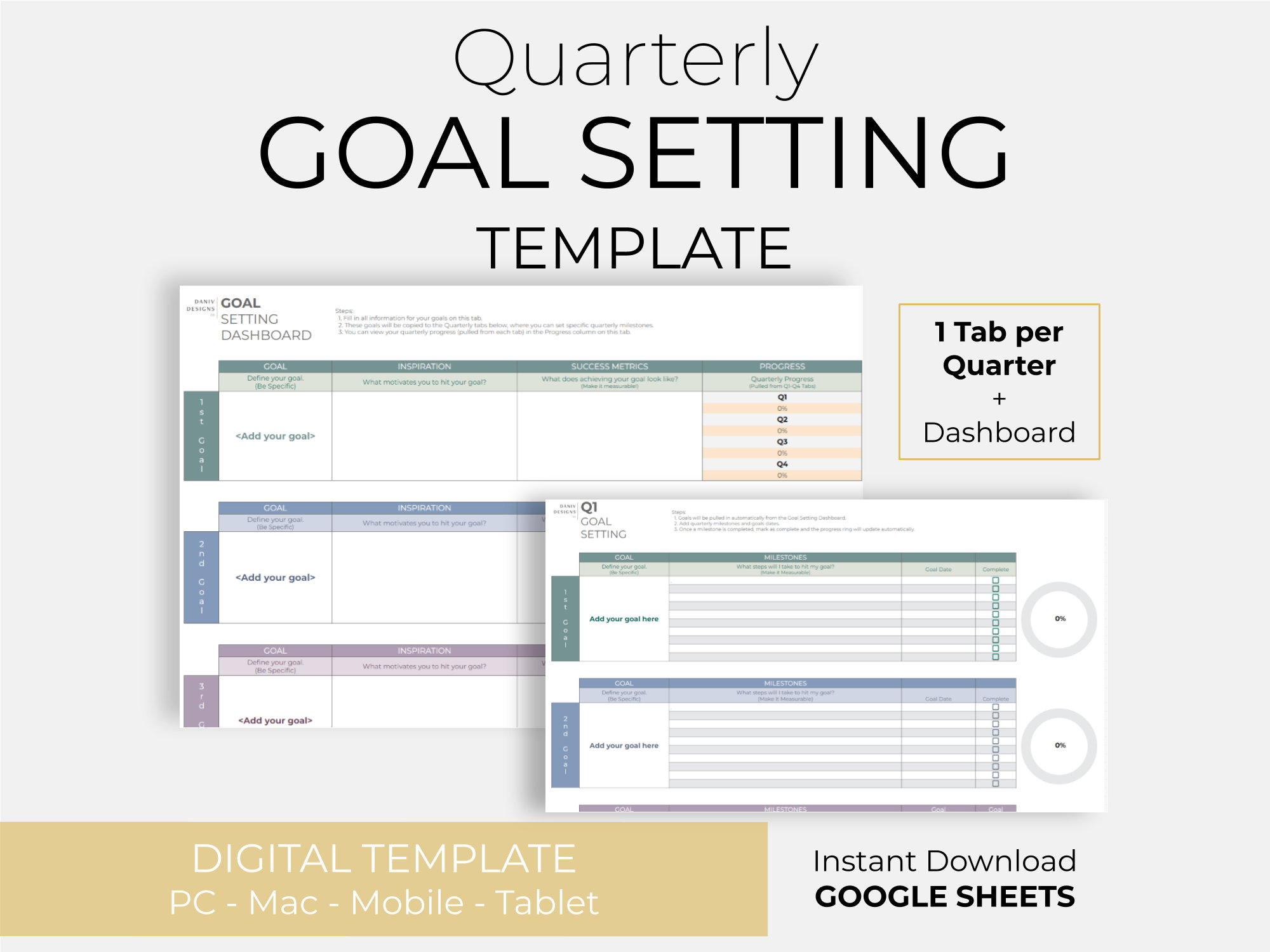 Quarterly Goal Setting Spreadsheet Digital Goal Planner New Year Quarterly Goal Setting Spreadsheet Digital Goal Planner New Year