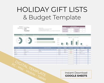 Holiday Gift Tracker & Budget | Christmas List and Holiday Budget | Holiday Present Tracker | Christmas Gifts and Presents - Google Sheets