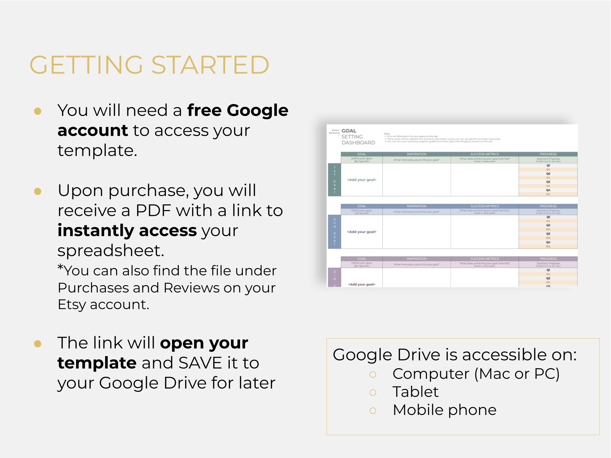 Quarterly Goal Setting Spreadsheet | Digital Goal Planner | New Year ...