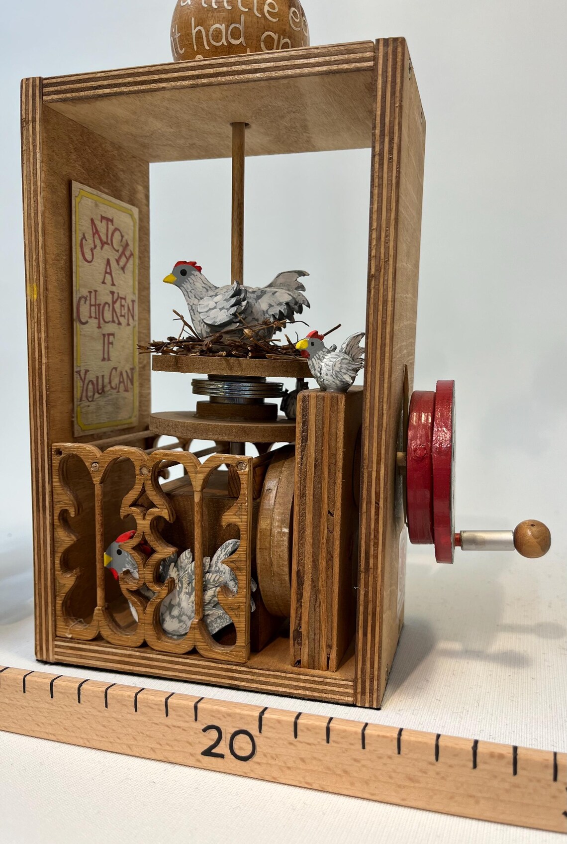 Unique Hand-cranked Wooden Automata: Chicken Catcher Scene - Etsy