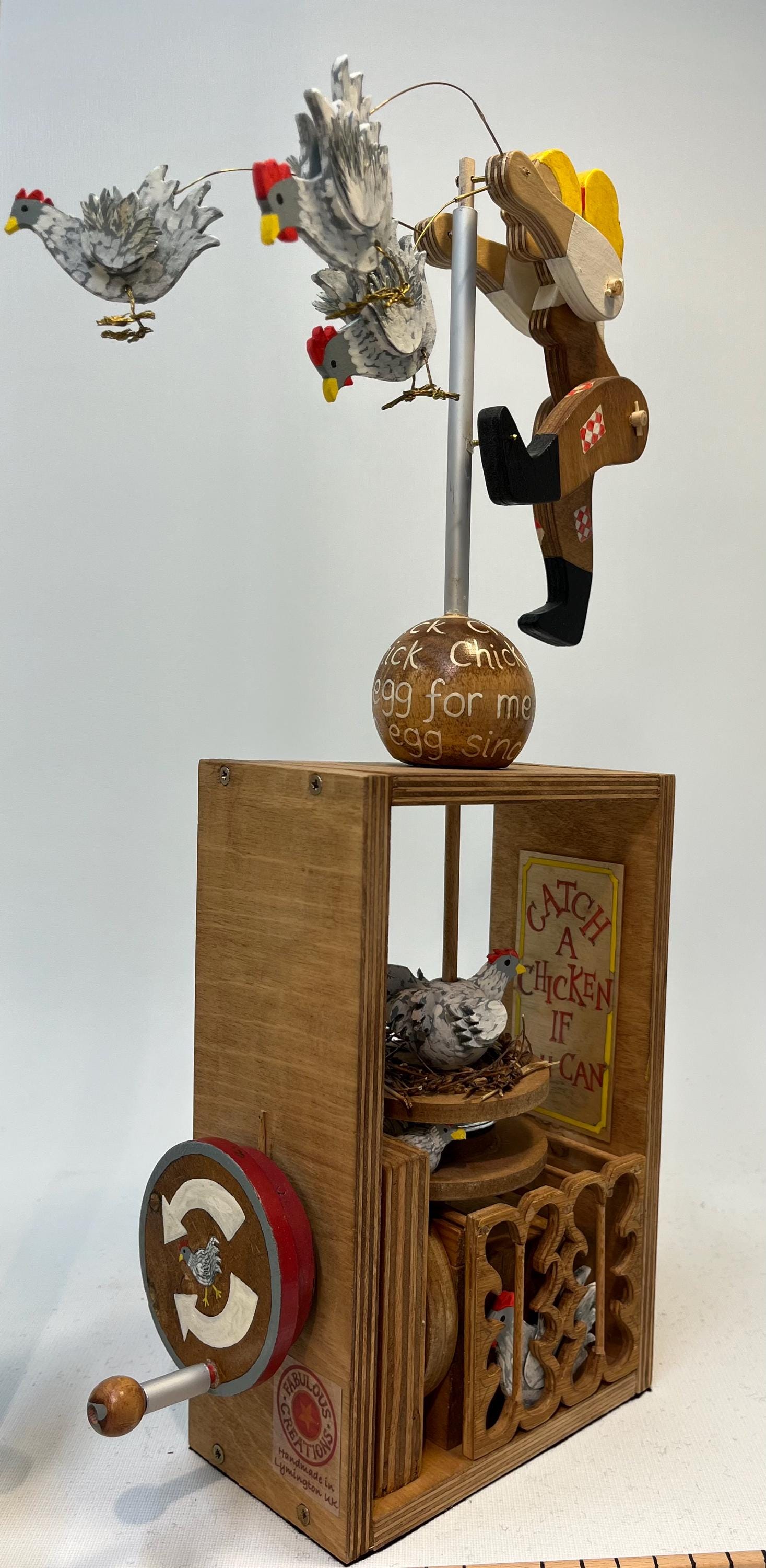 Unique Hand-cranked Wooden Automata: Chicken Catcher Scene - Etsy