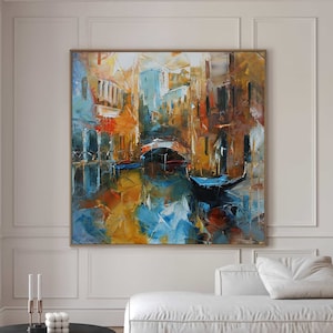 Venice Painting: Abstract Cityscape Oil Painting on Canvas