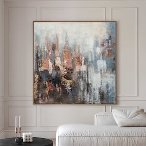 Original Abstract Cityscape Oil Painting on Canvas - Extra Large Wall Art