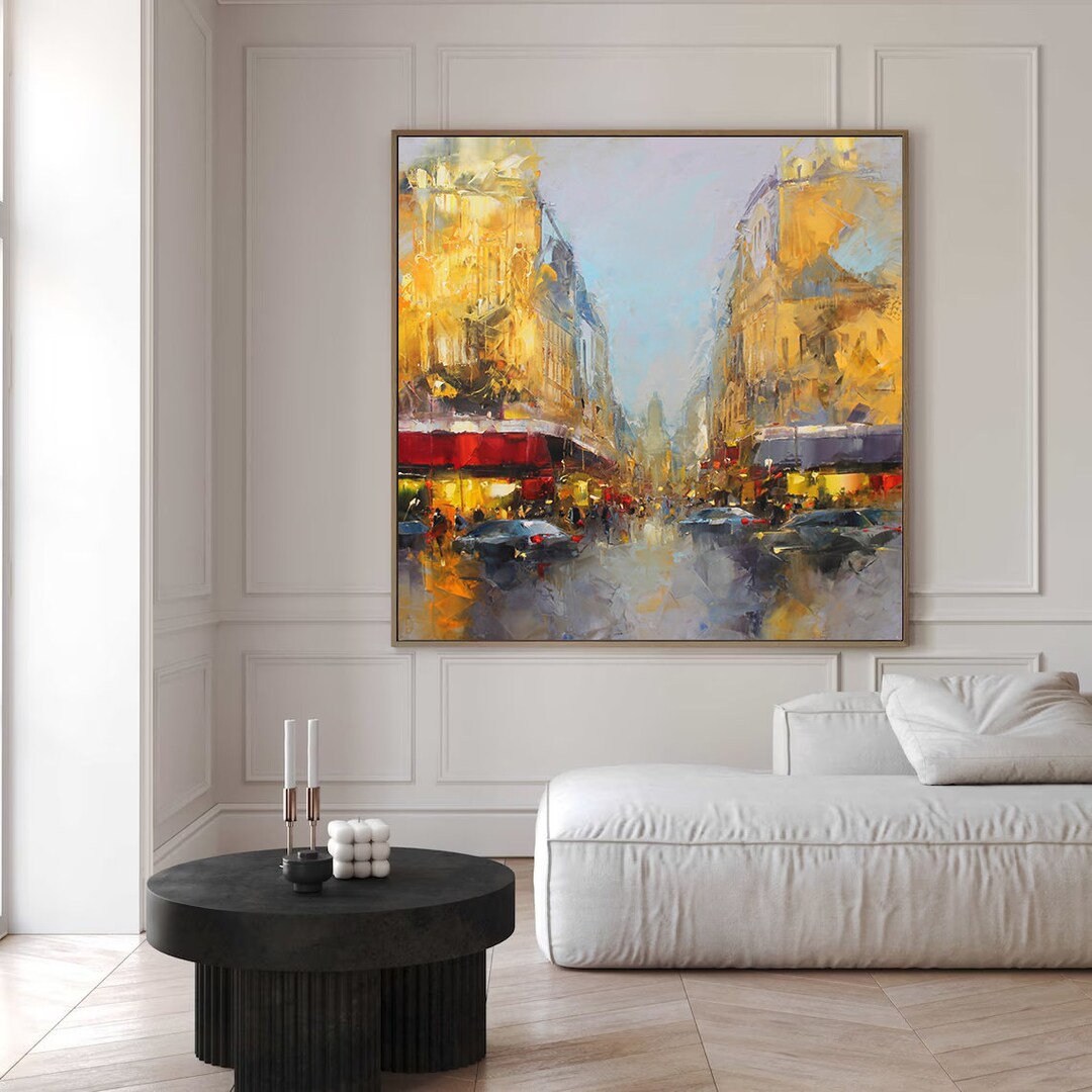 Big Avenue, Abstract City Art, Original Abstract Oil Painting Canvas