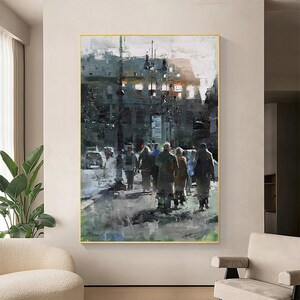 Original Cityscape Oil Painting on Canvas: Large Wall Art