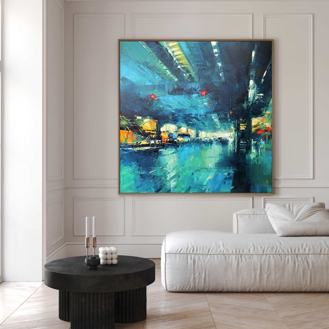 Brooklyn, New York, Abstract City Art, Original Abstract Oil Painting