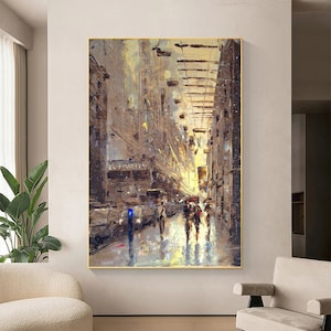 Abstract City, Oil Painting Canvas Original, Cityscape Wall Art, City Art Painting, City Painting, Extra Large Wall Art Framed