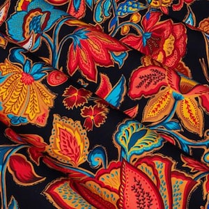 Certified Oeko-Tex floral cotton upholstery fabric – Elegant floral woven texture, luxury & modern style for durable curtains and seats