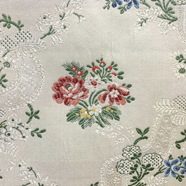 EMBROIDERED CANVAS Floral Viscose, Magnificent high-end quality fabric for seats and curtains, Viscose fabric with flowers for furnishings by the meter,