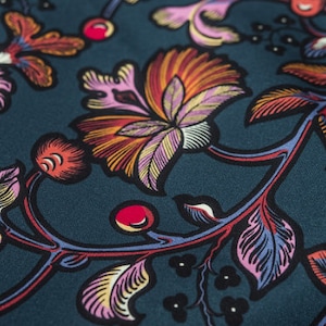 Certified Oeko-Tex floral cotton upholstery fabric – Elegant floral woven texture, luxury & modern style for durable curtains and seats