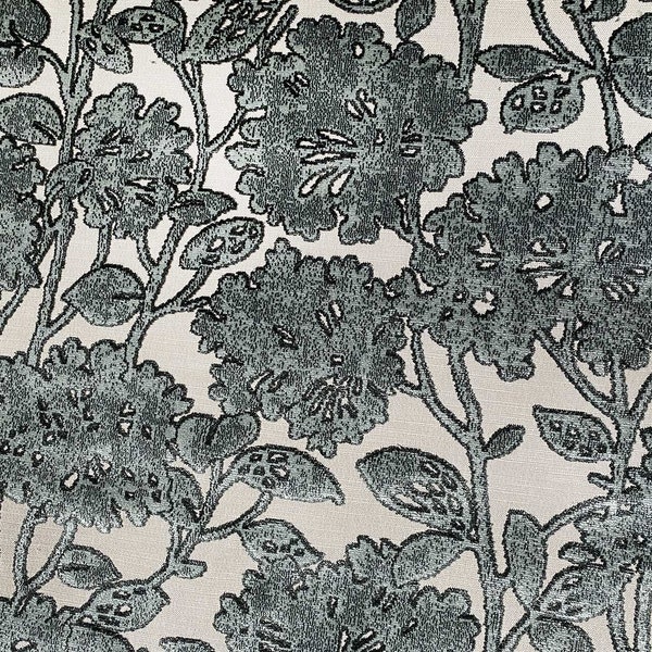 TISSU JACQUARD de VELOURS fleuri, Fleurs de velours tissées sur toile qualité sièges et rideaux, Tissu au mètre,