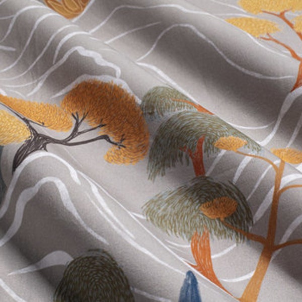 TISSU COTON imprimé montagne, Tissu à motifs fleurs, Fibre textile, Rideau Siège Tenture, Textile Ameublement, Garniture, Etoffe,