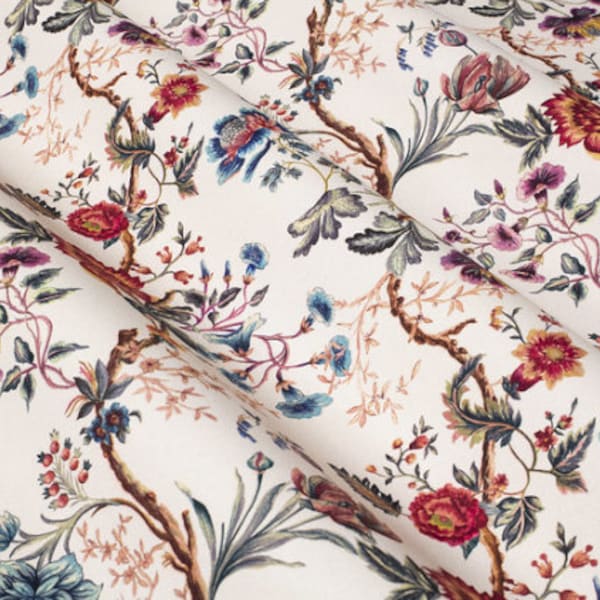 Floral printed COTTON FABRIC, Flower patterned fabric, Textile fiber, Curtain Seat Wall Hanging, Furnishing Textile, Trim, Fabric, Tapestry,