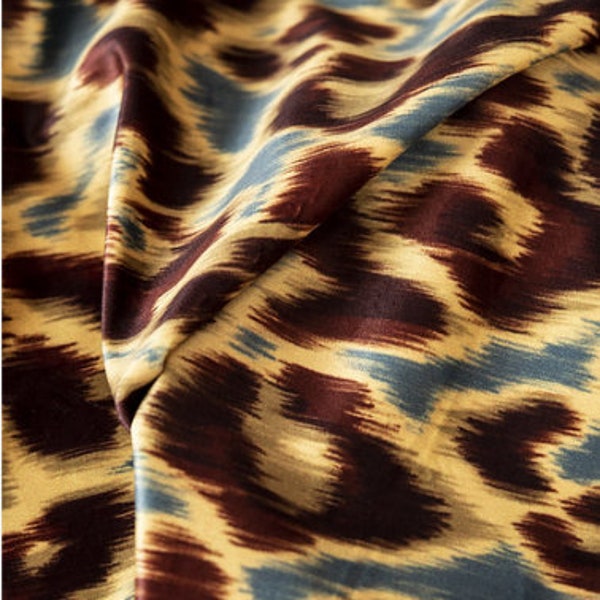 TISSU VELOURS LEOPARD,  Tissu à motifs Animaux, Fibre textile, Rideau Siège Tenture, Textile Ameublement, Garniture, Etoffe, Tapisserie,