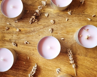 Lavender Tea Lights: Hand Poured Soy Wax, Relaxing Scent (Set of 4)