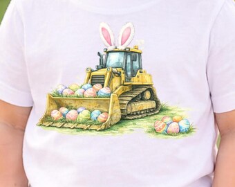 Easter Bulldozer PNG – Cute Bunny Construction Graphic for Kids – Watercolor Easter Truck Clipart – Toddler Shirt Design | Boys Easter Png