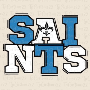 Saints Blue Football PNG, Mascotte della scuola PNG, Saints blu e bianchi, Maglia da calcio, Spirito scolastico, Spirito di squadra, Saints png