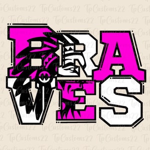 Braves Pink Football PNG, Mascotte della scuola PNG, Braves rosa e bianchi, Maglia da calcio, Spirito scolastico, Spirito di squadra, Braves png
