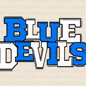 Blue Devils Blue Football PNG, School Mascot Png, Blue & White Blue Devils, Football Shirt, School Spirit, Team Spirit, Devils png, Devils,
