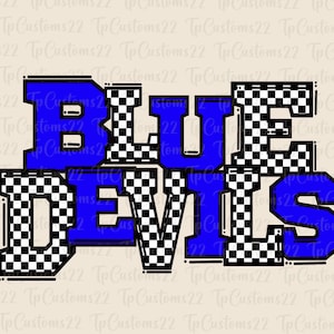 Blue Devils Blue Checkered  Football PNG, School Mascot Png, Blue & white Blue Devils, Football Shirt, School Spirit, Team, Checkered png,