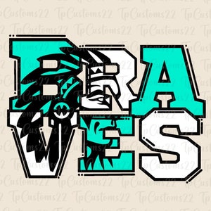 Braves Mint Football PNG, Mascotte della scuola PNG, Braves menta e bianco, Maglia da calcio, Spirito scolastico, Spirito di squadra, Braves png