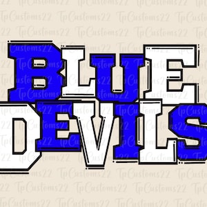 Blue Devils Blue Football PNG, School Mascot Png, Blue & White Blue Devils, Football Shirt, School Spirit, Team Spirit, Devils png, Devils,