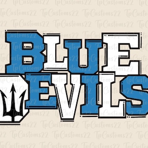 Blue Devils Blue Football PNG, School Mascot Png, Blue & White Blue Devils, Football Shirt, School Spirit, Team Spirit, Devils png, Devils,