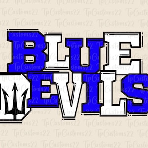 Blue Devils Blue Football PNG, School Mascot Png, Blue & White Blue Devils, Football Shirt, School Spirit, Team Spirit, Devils png, Devils,