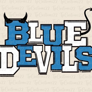 Blue Devils Blue Football PNG, School Mascot Png, Blue & White Blue Devils, Football Shirt, School Spirit, Team Spirit, Devils png, Devils,