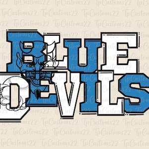 Blue Devils Blue Football PNG, School Mascot Png, Blue & White Blue Devils, Football Shirt, School Spirit, Team Spirit, Devils png, Devils,