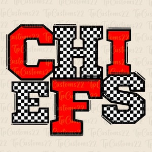 Chiefs Checkered Red Football PNG, School Mascot Png, Red & white Chiefs, Football Shirt, School Spirit, Team, Checkered png, Chiefs,