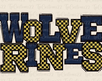 Wolverines - Camiseta de fútbol a cuadros dorada PNG, mascota escolar PNG, Wolverines dorados y azul marino, espíritu escolar, equipo, cuadros PNG