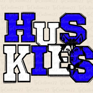 Huskies bleu football PNG, mascotte d'école PNG, Huskies bleu et blanc, maillot de football, esprit d'école, esprit d'équipe, Huskies png, Huskies menthe,