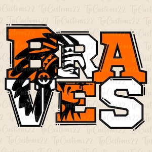 Braves Orange Football PNG, Mascotte della scuola PNG, Braves arancioni e bianchi, Maglia da calcio, Spirito scolastico, Spirito di squadra, Braves png