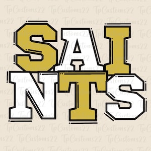 Saints Gold Football PNG, Mascotte della scuola PNG, Saints oro e bianco, Maglia da calcio, Spirito scolastico, Spirito di squadra, Saints png