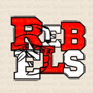 Rebels Red Football PNG, School Mascot Png, Red & White Rebels, Football Shirt, School Spirit, Team Spirit, Rebels png, Rebels,