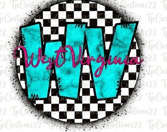 Retro 90er Jahre West Virginia Png Sublimationsdesign, Zustand Png, West Virginia Png, Retro Png, WV Zustand Png, Western Png-Downloads, Schachbrett PNG