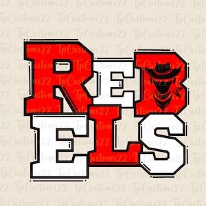 Rebels Red Football PNG, School Mascot Png, Red & White Rebels, Football Shirt, School Spirit, Team Spirit, Rebels png, Rebels,