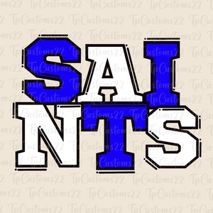 Saints Blue Football PNG, Mascotte della scuola PNG, Saints blu e bianchi, Maglia da calcio, Spirito scolastico, Spirito di squadra, Saints png