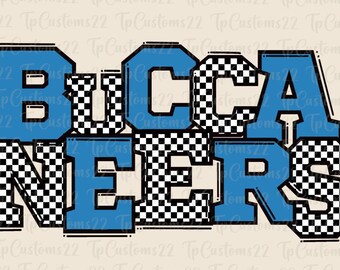 Football à damier bleu des Buccaneers PNG, mascotte d'école PNG, Buccaneers bleu et blanc, maillot de football, esprit d'école, équipe, damier png,