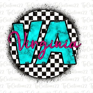 Retro 90s Virginia Png Sublimation Design, State Png, Virginia Png, Retro Png, VA State png, Western Png Downloads, Checker PNG
